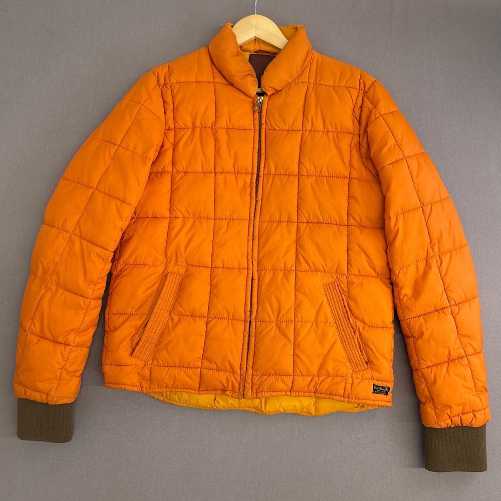 Scotch & Soda Orange Quilted Puffer Jacket Mens Small Full Zip Amsterdam Couture